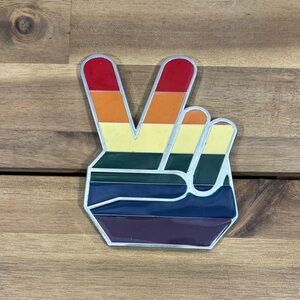 Silver Peace and Rainbow Belt Buckle
